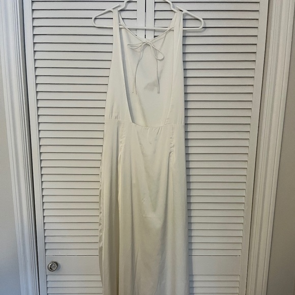 New Abercrombie & Fitch White Draped Skirt Maxi Dress Large Tall - Picture 2 of 5